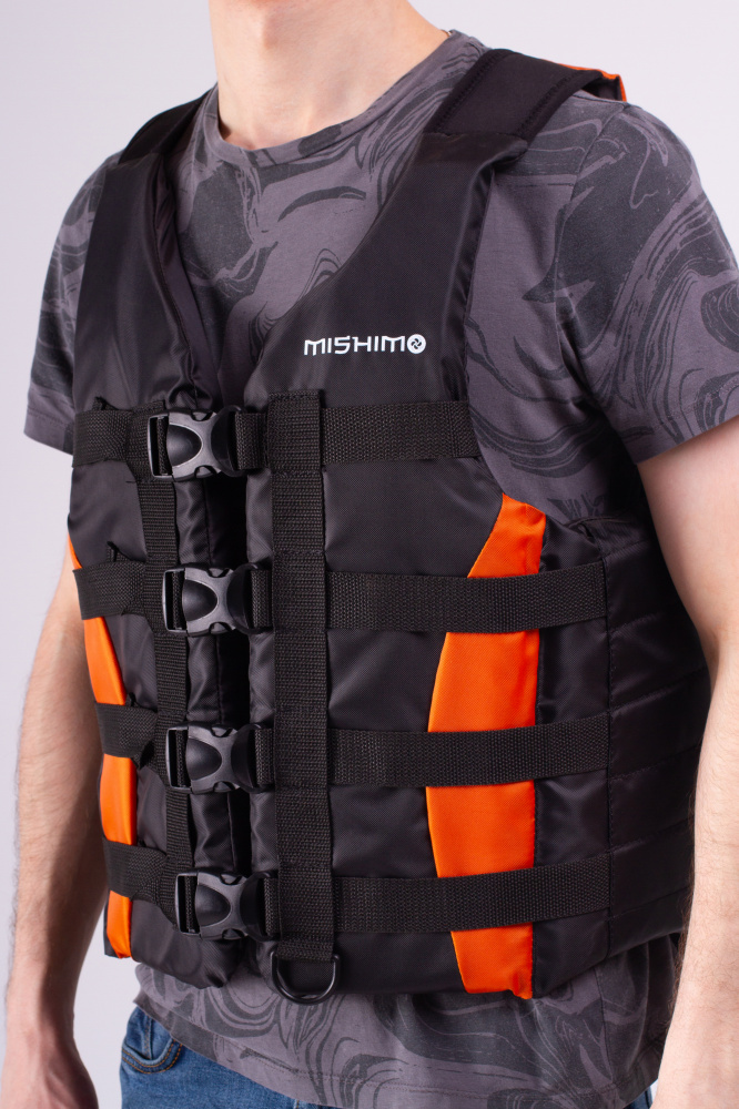 Жилет спасательный MISHIMO PRO Премиум качества Черно-оранжевый в Березниках