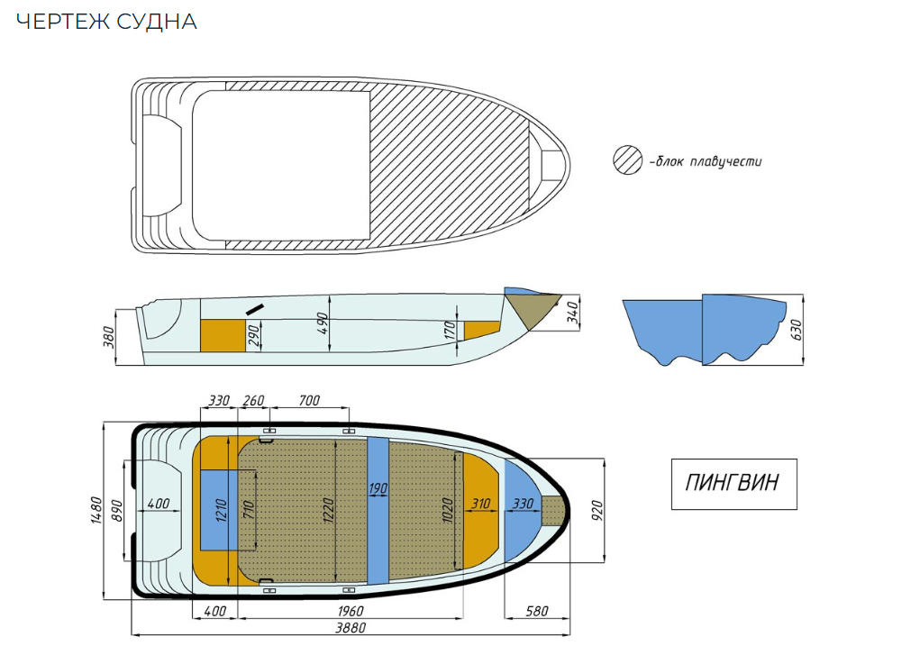 Стеклопластиковая лодка Пингвин (тримаран) в Березниках